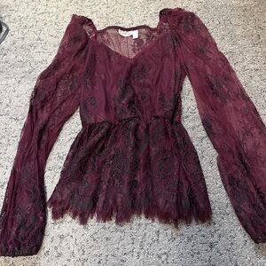 Elegant Lace Burgundy Blouse